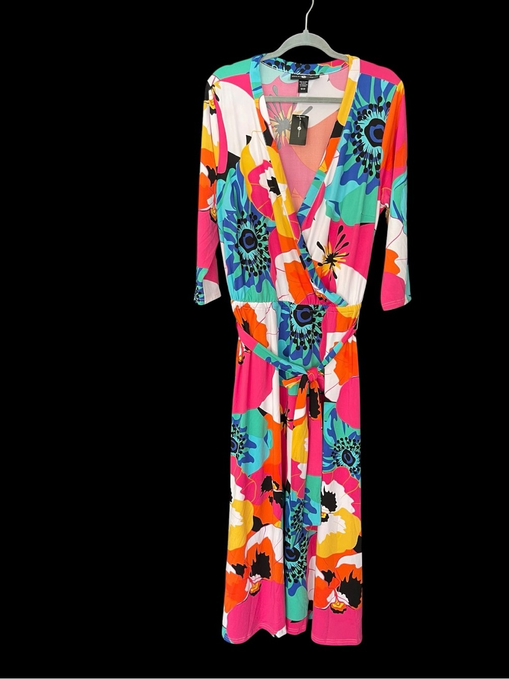 NWT Ashley Stewart 18/20 Floral Surplice Maxi Dress Belted Plus Size